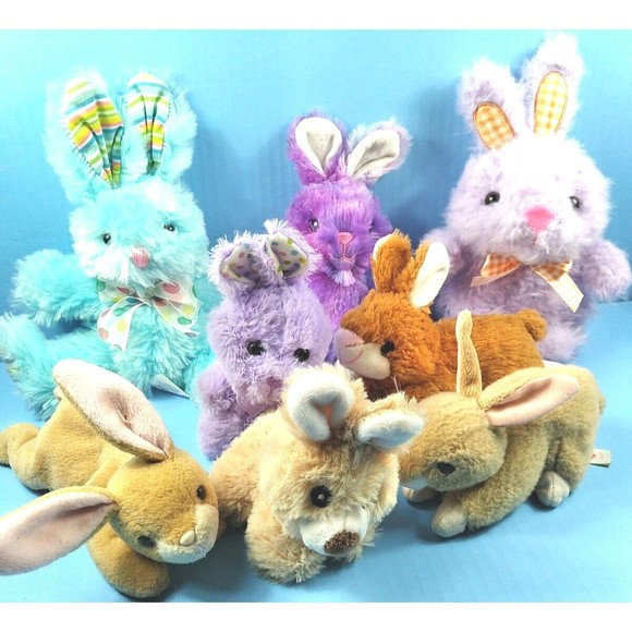 8 Little Plush Easter Bunny Rabbits Russ Berrie TY Burton Tom Toms Walmart GB - Picture 11 of 11
